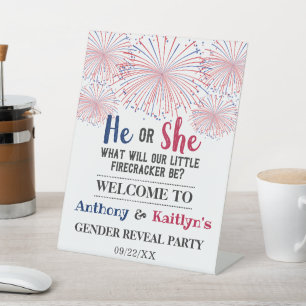 Firecracker 4. Juli Gender Reveal Party Sockelschild