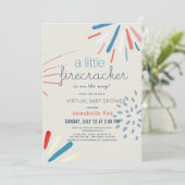 Firecracker 4. Juli Virtual Baby Shower Einladung (Stehend Vorderseite)