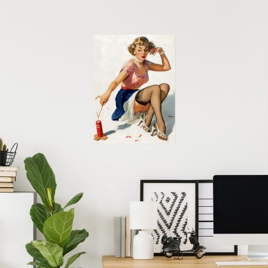 Firecracker-Button hoch Poster (Heimbüro)