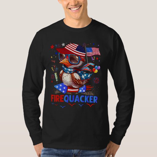 Firecracker Duck 4th of July Patriotic Day Usa Fla T-Shirt (Vorderseite)