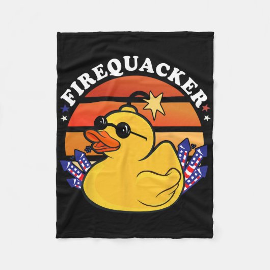 Firecracker Ente 4. Juli Patriotic Day Usa Fla Fleecedecke (Vorderseite)