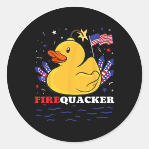 Firecracker Ente 4. Juli Patriotic Day Usa Fla Runder Aufkleber