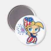 Firecracker Hula Girl Magnet (Vorderseite/Rückseite)