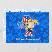 Firecracker Hula Girl Patriotische Einladungen (Vorne/Hinten)