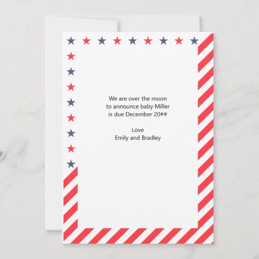 Firecracker ist Due Red White Blue Foto Schwangers Ankündigung (Rückseite)