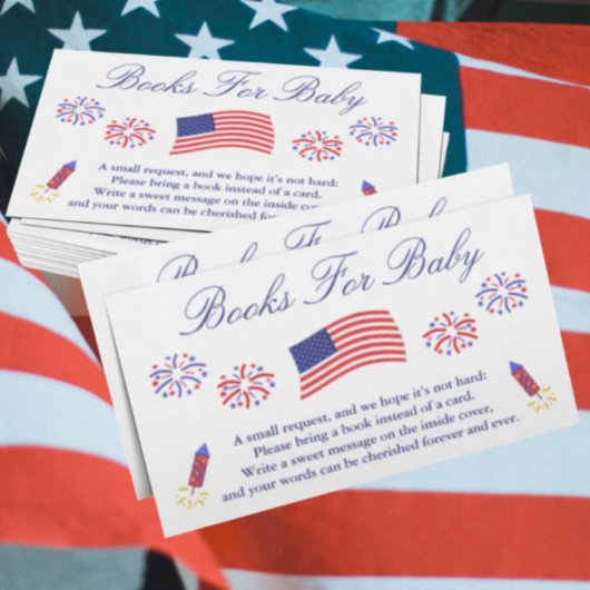 Firecracker Patriotische Bücher für Babyduschkarte Begleitkarte