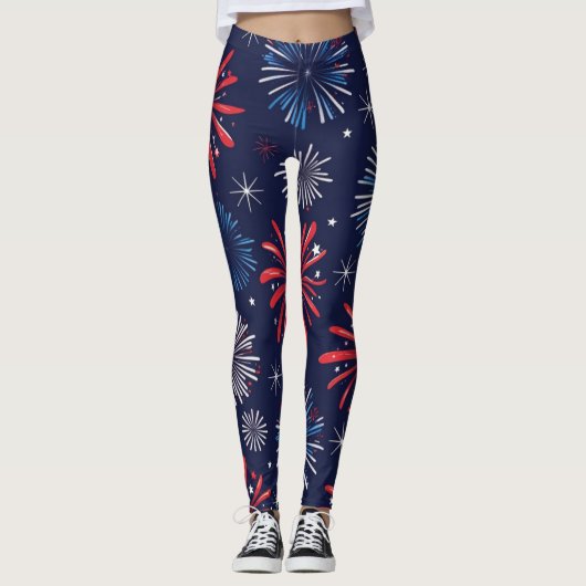 Firecracker Print 4. Juli Leggings (Vorderseite)