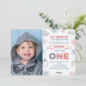 Firecracker Red White Blue 1. Geburtstag Party Einladung (Stehend Vorderseite)