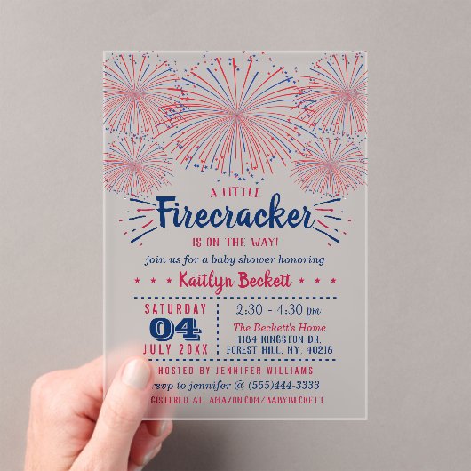 Firecracker unterwegs! Babydusche am 4. Juli Acryleinladungen (Insitu (Handheld))