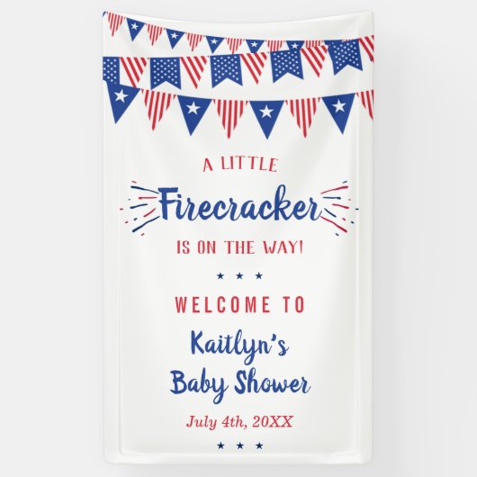 Firecracker unterwegs! Babydusche am 4. Juli Banner (Vertikal)