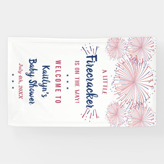 Firecracker unterwegs! Babydusche am 4. Juli Banner (Horizontal)