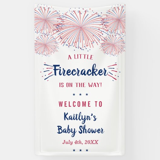 Firecracker unterwegs! Babydusche am 4. Juli Banner (Vertikal)