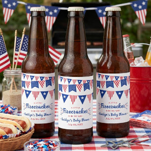 Firecracker unterwegs! Babydusche am 4. Juli Bierflaschenetikett