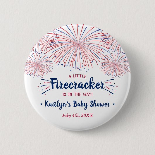 Firecracker unterwegs! Babydusche am 4. Juli Button (Vorderseite)