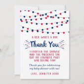 Firecracker unterwegs! Babydusche am 4. Juli Dankeskarte (Vorderseite)