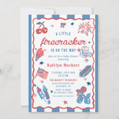 Firecracker unterwegs! Babydusche am 4. Juli Einladung (Vorderseite)
