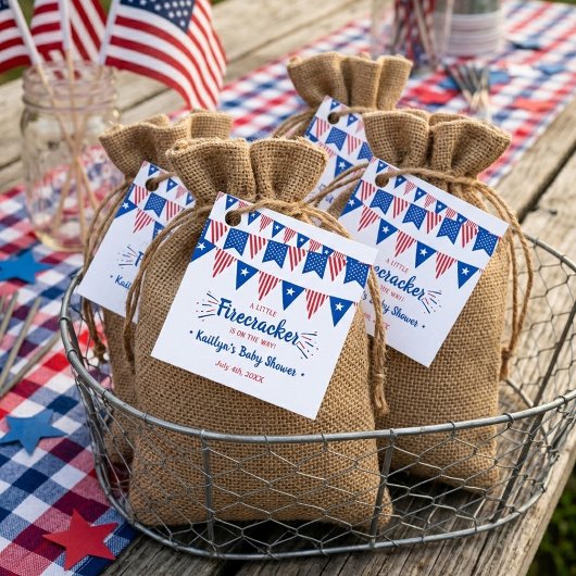 Firecracker unterwegs! Babydusche am 4. Juli Geschenkanhänger