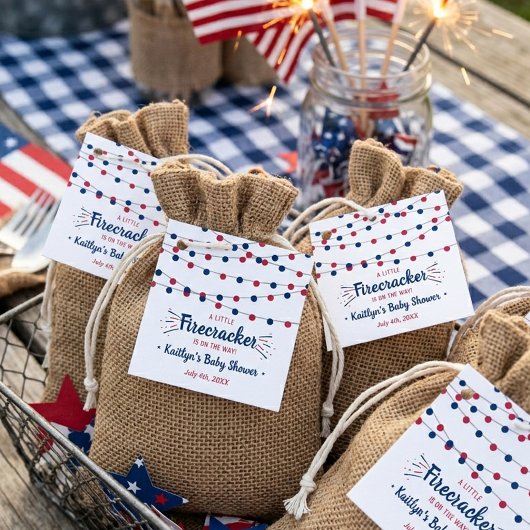 Firecracker unterwegs! Babydusche am 4. Juli Geschenkanhänger