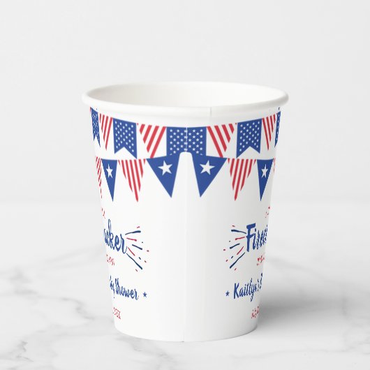 Firecracker unterwegs! Babydusche am 4. Juli Pappbecher (Rechts)