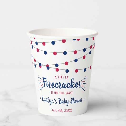 Firecracker unterwegs! Babydusche am 4. Juli Pappbecher (Vorderseite)