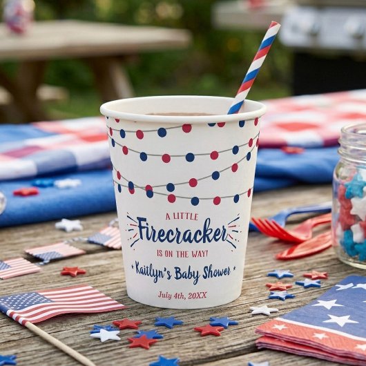 Firecracker unterwegs! Babydusche am 4. Juli Pappbecher