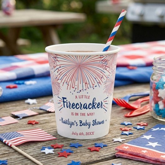 Firecracker unterwegs! Babydusche am 4. Juli Pappbecher