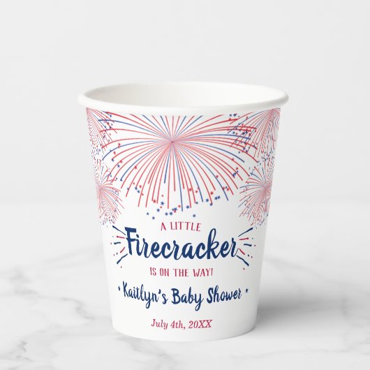 Firecracker unterwegs! Babydusche am 4. Juli Pappbecher (Vorderseite)