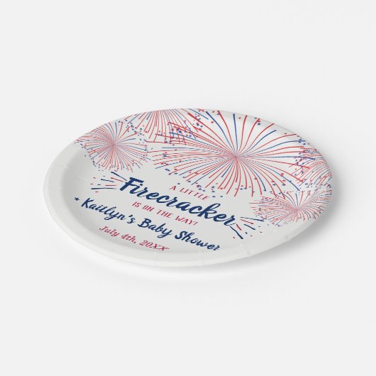 Firecracker unterwegs! Babydusche am 4. Juli Pappteller (Schrägansicht)