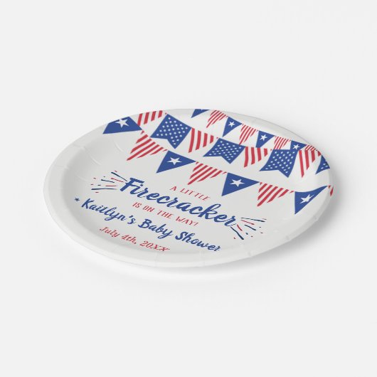 Firecracker unterwegs! Babydusche am 4. Juli Pappteller (Schrägansicht)