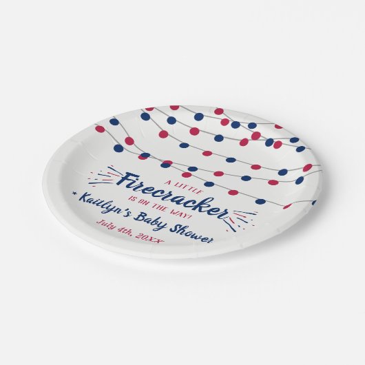 Firecracker unterwegs! Babydusche am 4. Juli Pappteller (Schrägansicht)