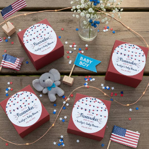 Firecracker unterwegs! Babydusche am 4. Juli Runder Aufkleber