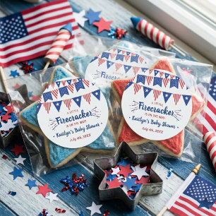 Firecracker unterwegs! Babydusche am 4. Juli Runder Aufkleber