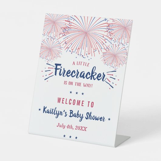 Firecracker unterwegs! Babydusche am 4. Juli Sockelschild (Vorderseite)