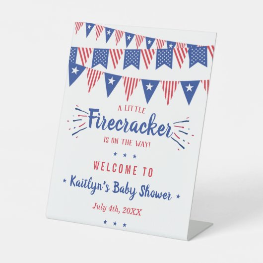 Firecracker unterwegs! Babydusche am 4. Juli Sockelschild (Vorderseite)