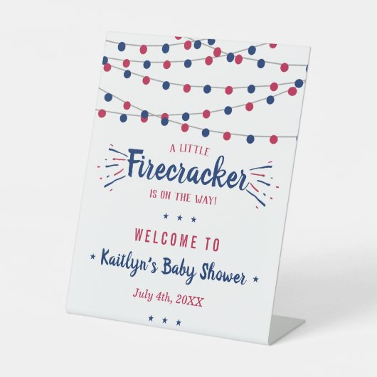 Firecracker unterwegs! Babydusche am 4. Juli Sockelschild (Vorderseite)