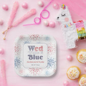Firecracker Wed White Blue Backyard Polterabend Pappteller (Party)