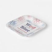 Firecracker Wed White Blue Backyard Polterabend Pappteller (Gewinkelt)