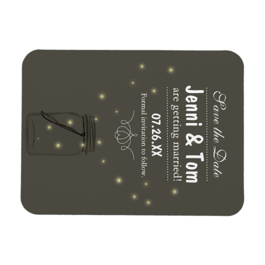 Firefets in Mason Jar Rustic Magnet Save the Date (Horizontal)