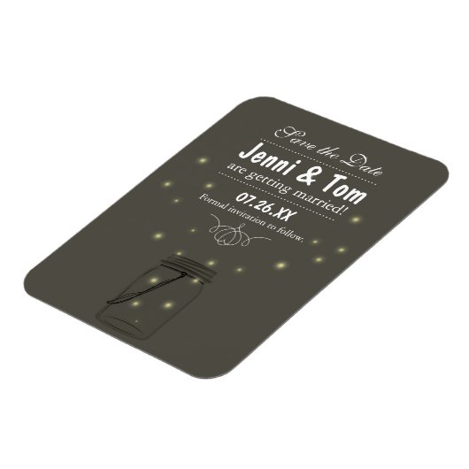 Firefets in Mason Jar Rustic Magnet Save the Date (Linke Seite)