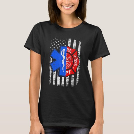 Firefighter 4th of July USA Flag Firefighter Lover T-Shirt (Vorderseite)