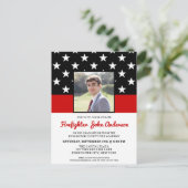 Firefighter Abschluss Benutzerdefiniertes Foto dün Einladungspostkarte (Stehend Vorderseite)