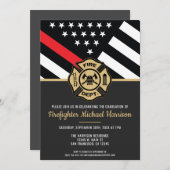 Firefighter Abschluss Red Line Flaggen Feuerwehrma Einladung (Vorne/Hinten)