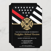 Firefighter Abschluss Red Line Flaggen Feuerwehrma Einladung (Vorne/Hinten)