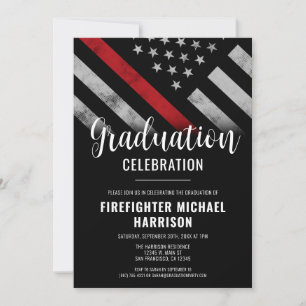 Firefighter Abschluss Red Line Flaggen Feuerwehrma Einladung
