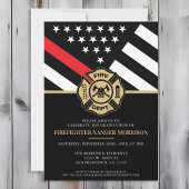 Firefighter Abschluss Red Line Flaggen Feuerwehrma Einladung