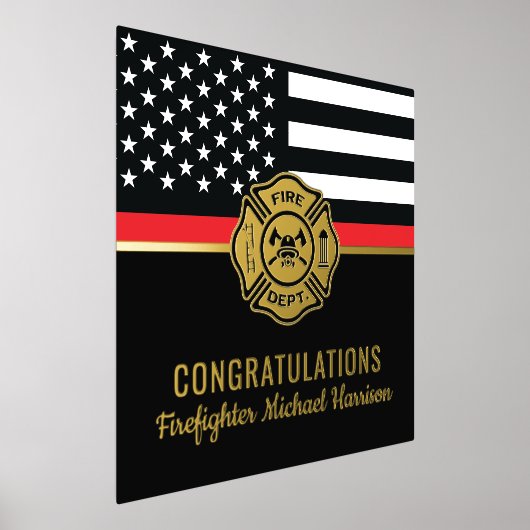 Firefighter Abschluss Red Line Flaggen Feuerwehrma Foliendrucke (Ablage )