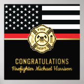 Firefighter Abschluss Red Line Flaggen Feuerwehrma Foliendrucke (Vorderseite)