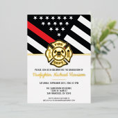 Firefighter Abschluss Red Line Flaggen Feuerwehrma Folieneinladung (Stehend vorne)