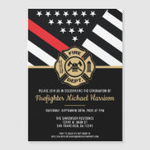 Firefighter Abschluss Red Line Flaggen Feuerwehrma Magneteinladung (Vorderseite)