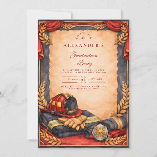Firefighter Academy Graduation Einladung (Vorderseite)